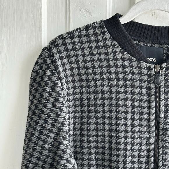 ASOS Houndstooth Sweater Jacket Black Gray - Picture 4 of 8